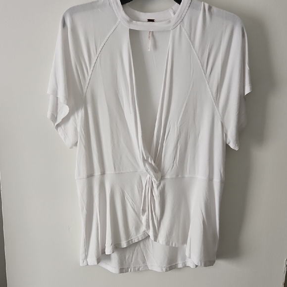 Free People White Tie Front Blouse - Picture 1 of 4